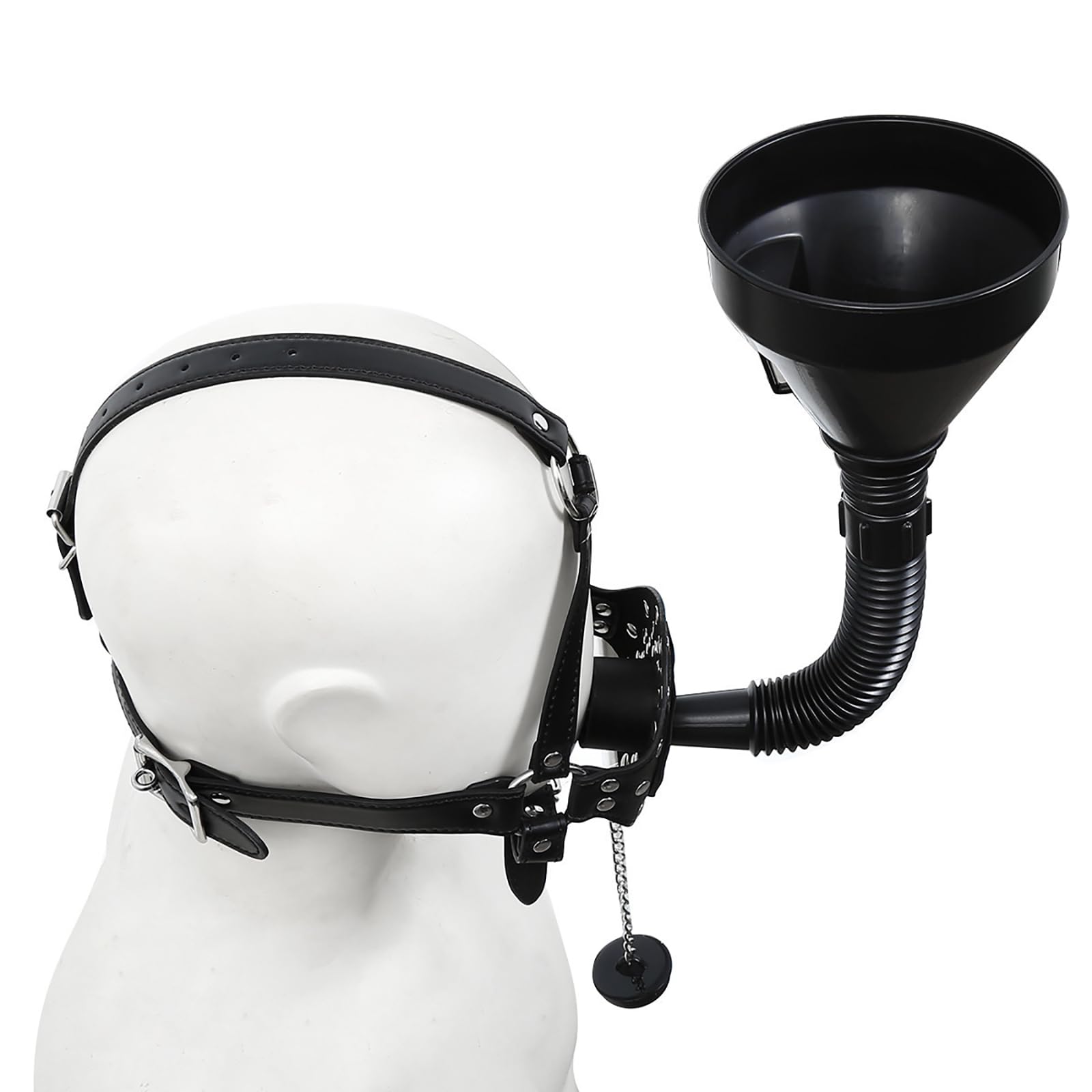 Mordaza Boca Juguetes Sexuales con Embudo Sexo Oral SM Bondage Arnés de Cabeza Juego para Mujeres Hombres Parejas Juegos Sexuales Acuáticos (Black)