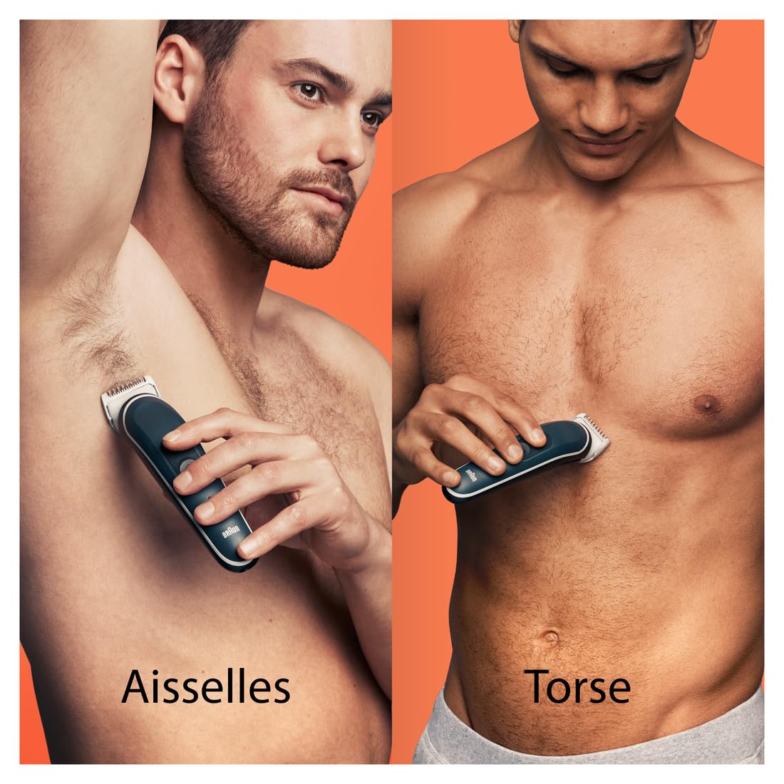 Braun Tondeuse Electrique Homme Series 5 5370 Pour Le Corps, Conçu Pour Un Rasage Intégral Du Torse, Aine, Jambes, Etanche Et Sans Fil, Avec 2 Sabots Pour Zones Sensibles, 100 Min D'autonomie