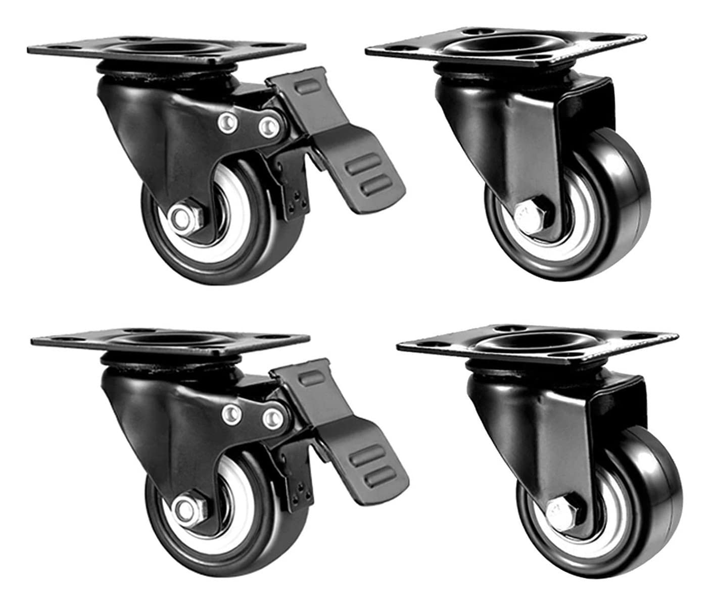 Ruote for ufficio Rotella girevole nera da 50 mm for spostare mobili (4 pezzi), Rotella fissa/Ruote girevoli/Freno/Rotella singola carico 45 kg, Rotella di ricambio for carrello/comodino/