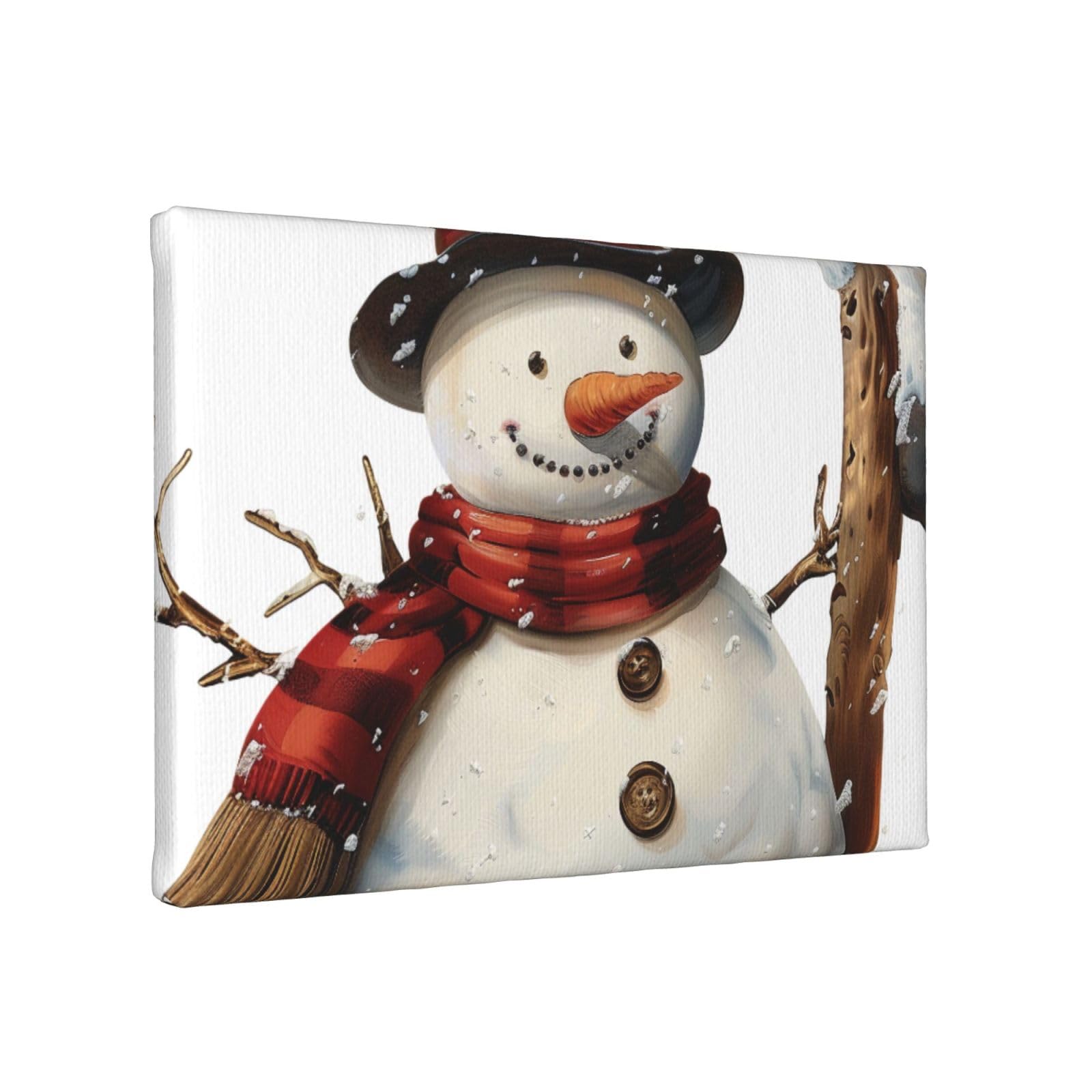 YKLJG Snowman Print Printed Wall Art Canvas Painting 30x20 CM Wooden Framed Picture Painting Artwork Prints for Bedroom Kitchen Home Office Decor