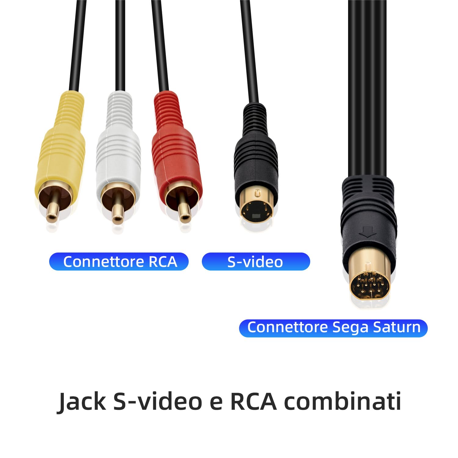 Mcbazel Cavo adattatore per TV Video Composito S-AV in oro placcato per Sega Saturn