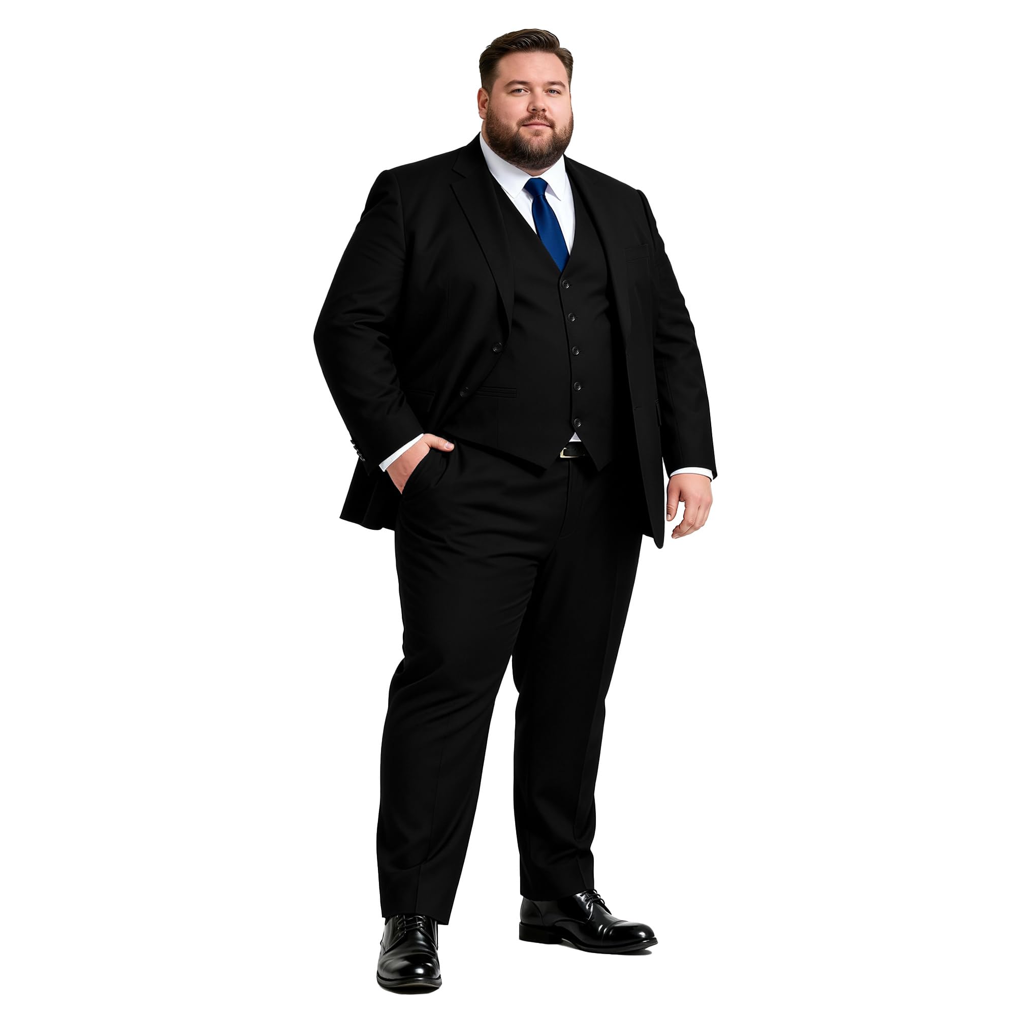 Photo 1 of GATMSTZ 3 Piece Suits for Men Big and Tall Regular Fit Blazer Men Tuxedo Suit Set Classic Fit Jacket Vest Pants (Black,52R)