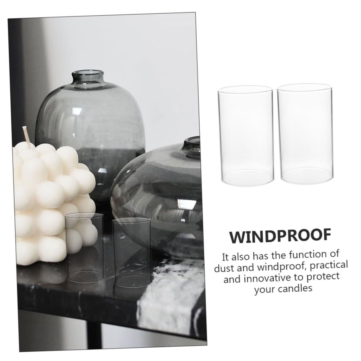 Lot De 2 Abat-Jour Cylindres En Verre Transparent 15 Cm – Bougeoirs Coupe-Vent Élégants Pour Bougies Piliers