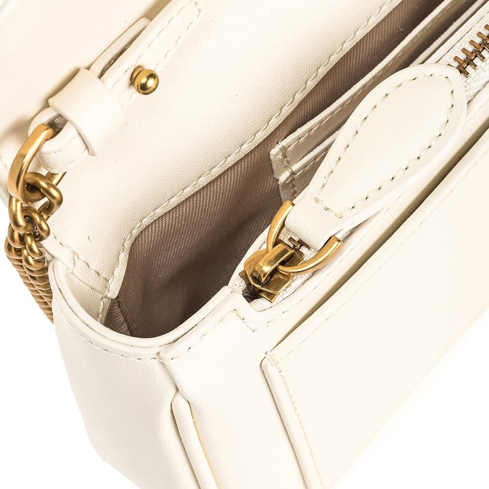 Pinko Love One Pocket C Becerro Seda, Bolsa para Mujer, Color Blanco, Talla única