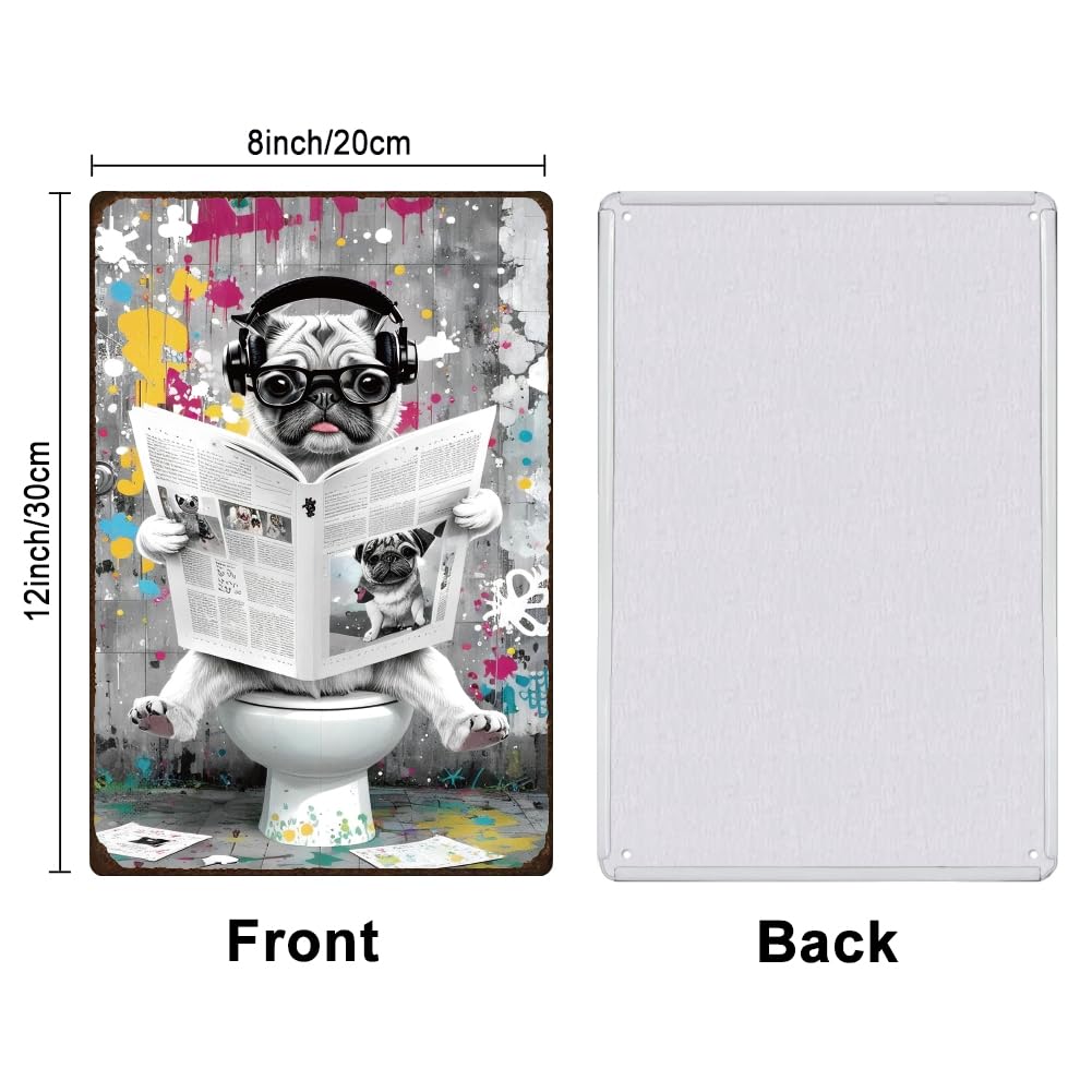 SUPERDANT Dog Reading a Newspaper Metal Signs Scrawl Tin Sign Vintage Tin Signs Abstract Wall Art Funny Retro Decor for Restroom Toilet Bar Club Man Cave 30x20cm - Image 2