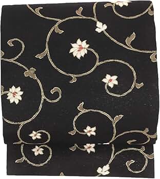 Amazon | 石原さとみ さん 着用柄 名古屋帯 正絹 黒地 金 金糸