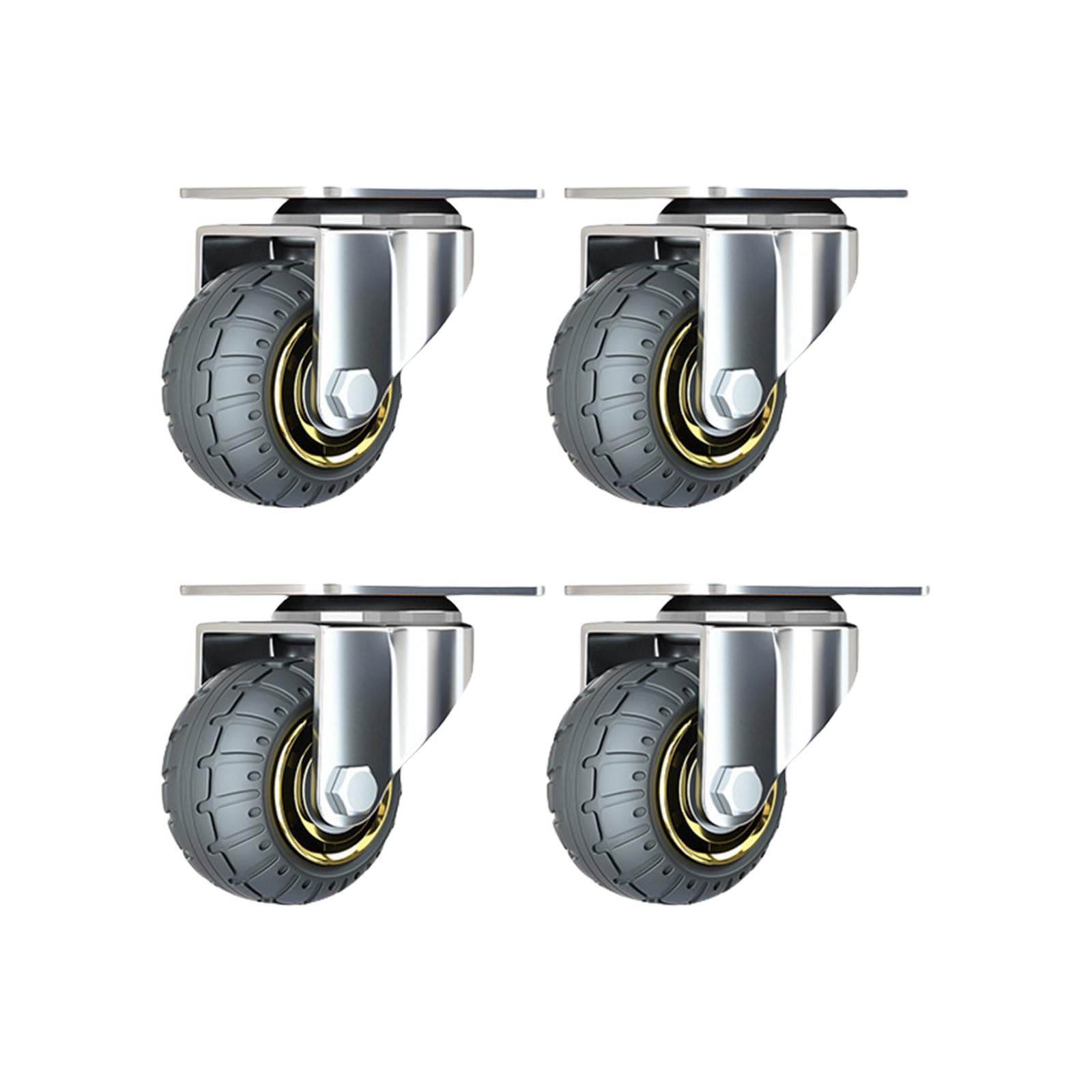Kalttoy B 4Pcs Rubber Swivels Casters Heavy Duty Furniture Wheel Castor 3Inch Quiet Trolley Wheel For Trolley Desk Chair Heavy Duty Furniture Castor
