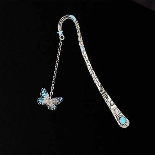 Miniatura 5 de Marcapáginas luminoso, marcadores de lectura retro que brillan en la oscuridad para mujeres, hombres y amantes, marcadores de libros con colgante,