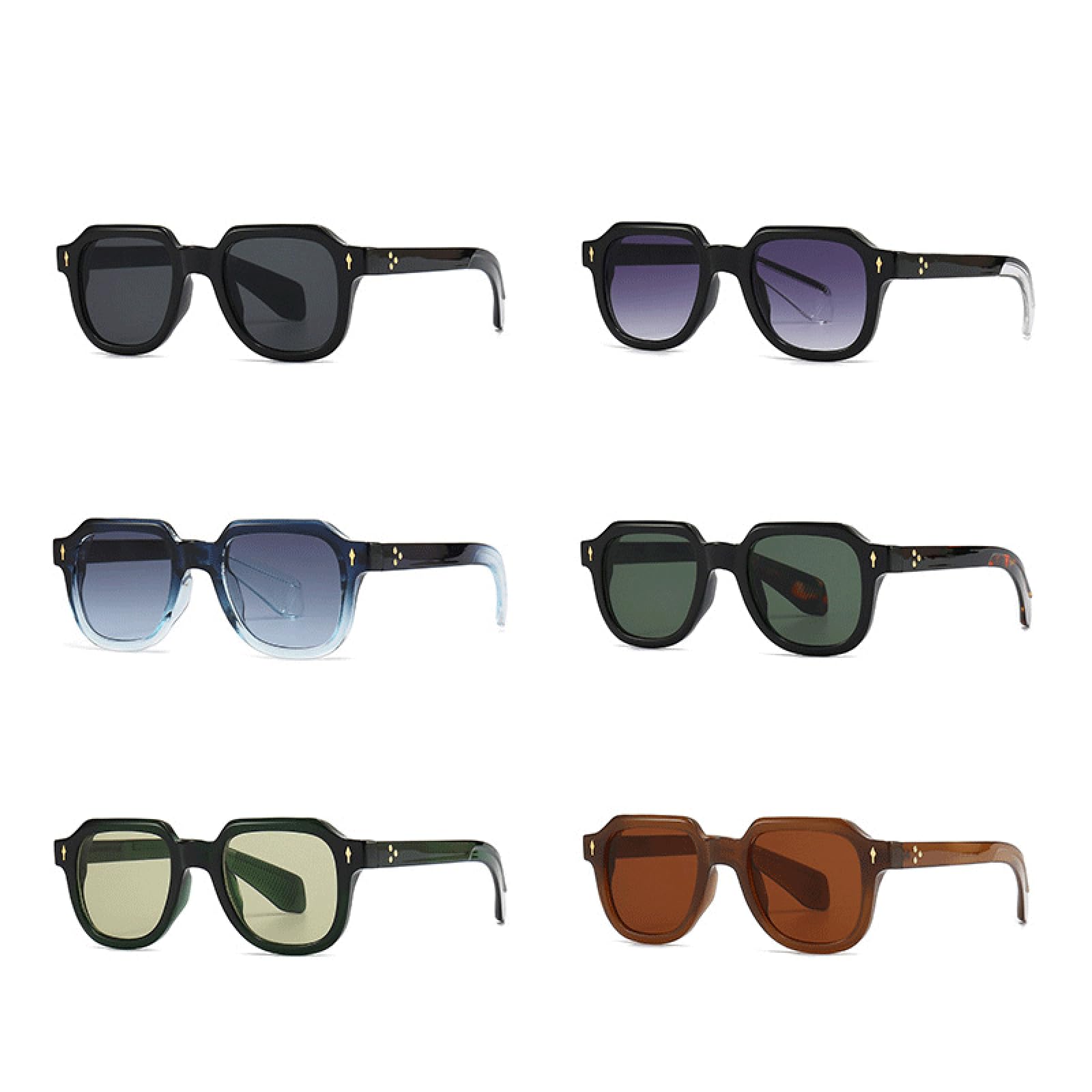Occhiali da sole con protezione UV400 | Rivetti in metallo, lenti sfumate punk | per donna e uomo, sport all'aria aperta e guida