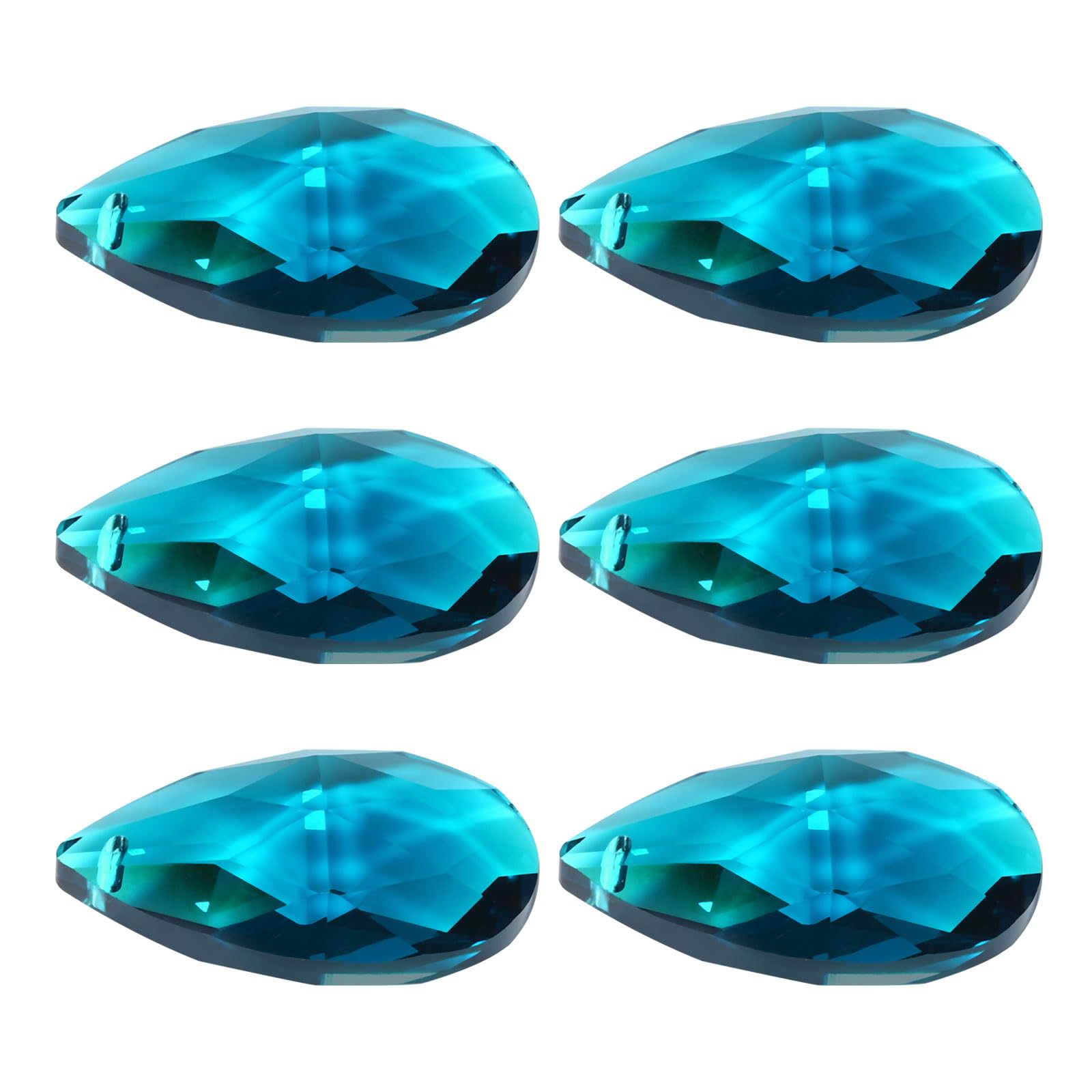 YOKIVE 6 Pcs K9 Crystal Pendants Teardrop Beads, Crystals Prisms Charms Hanging Dangle with Hole Great for Windows Lamp Decorations (Sky Blue, 1.5 Inch)