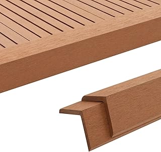 Homgoday Perfil angular para Decking de WPC, 5 unidades, 170 cm, color marrón claro, azulejos de jardín para exteriores, jardín, terraza