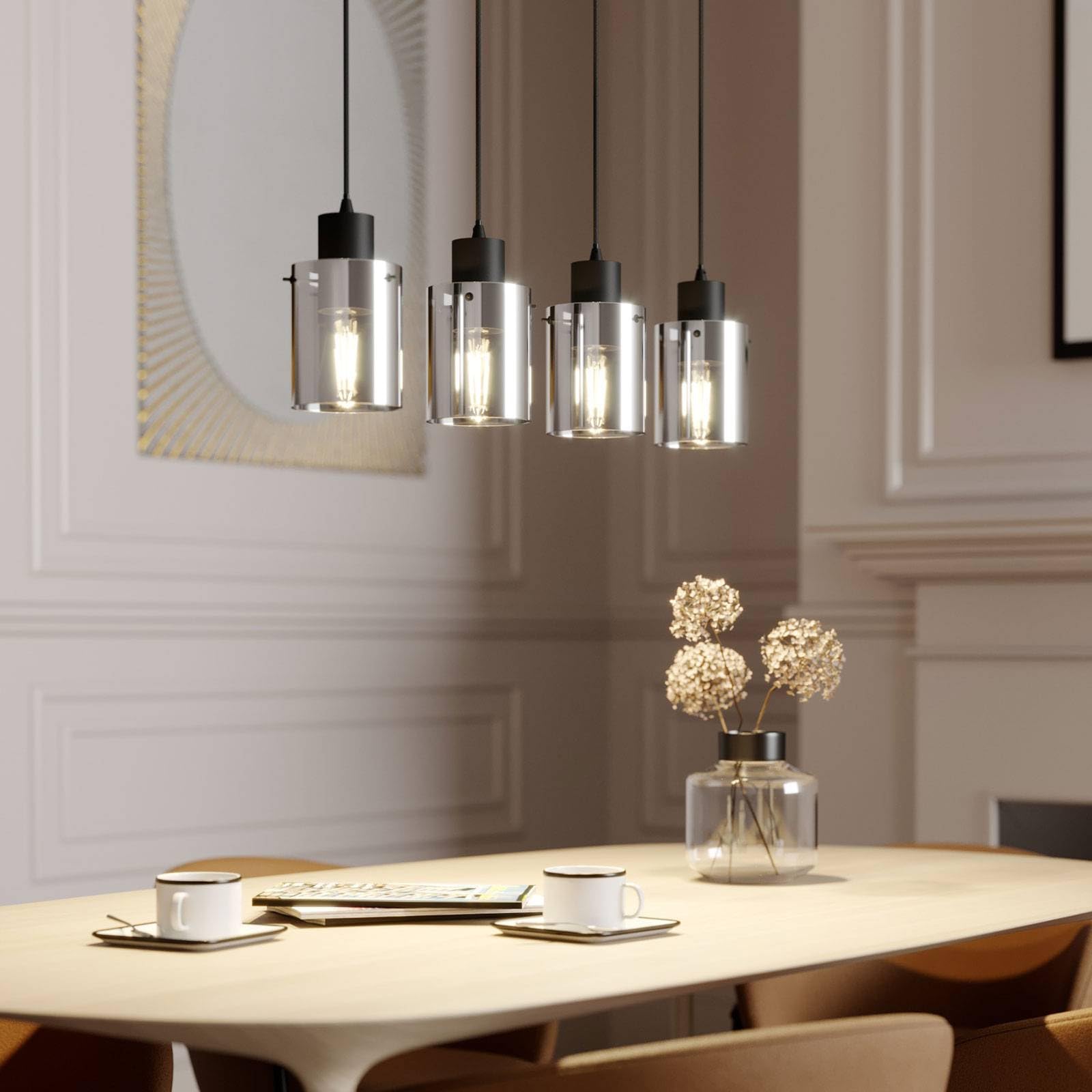 Lindby Lampada a sospensione dimmerabile (Moderno) colore Nero, in Alluminio ad es. Soggiorno & Sala da pranzo lampada soffitto plafoniera illuminazione