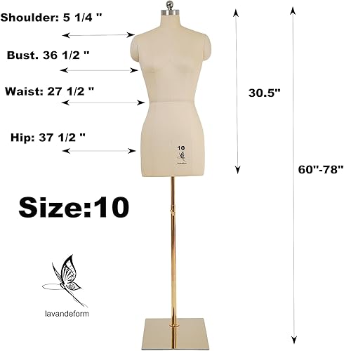 Miniatura 2 de Cuerpo de maniquí de costura de espuma para vestido de alta densidad tamaño 10 para fijar (beige, 10)