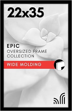 Americanflat 22x35 Poster Frame with Polished Plexiglass - Black Picture Frame - Wide Photo Frames Made of Engineered Wood for Vertical or Horizontal Wall Display - Epic Collection - Black