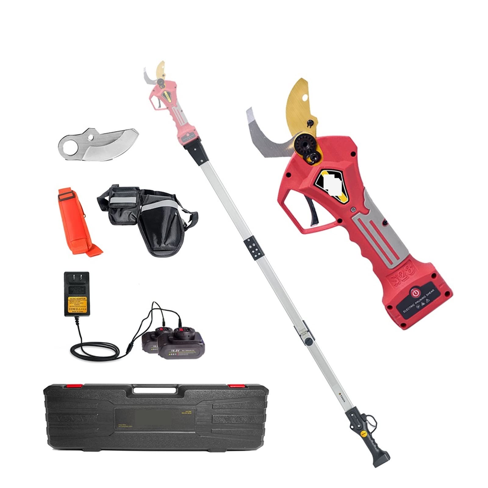LEPREM 400W Cordless Electric Pruner Pruning Fruit Tree Bonsai Lithium Powered With 2 Batteries - Branch Cutter(Shears pole(Case))