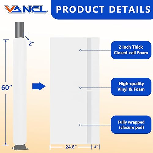 Vista 107 de Almohadilla de seguridad resistente para postes redondos de 3 a 5 pulgadas, impermeable y duradera, garaje, sótano, almohadilla de seguridad