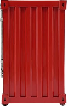 Industrial Wind Bedside Table,Industrial Metal Container Side Table with Drawer,12.6x12.6x19.69in Container Style Locker Wrought for Bedroom/Living Room/Bar red