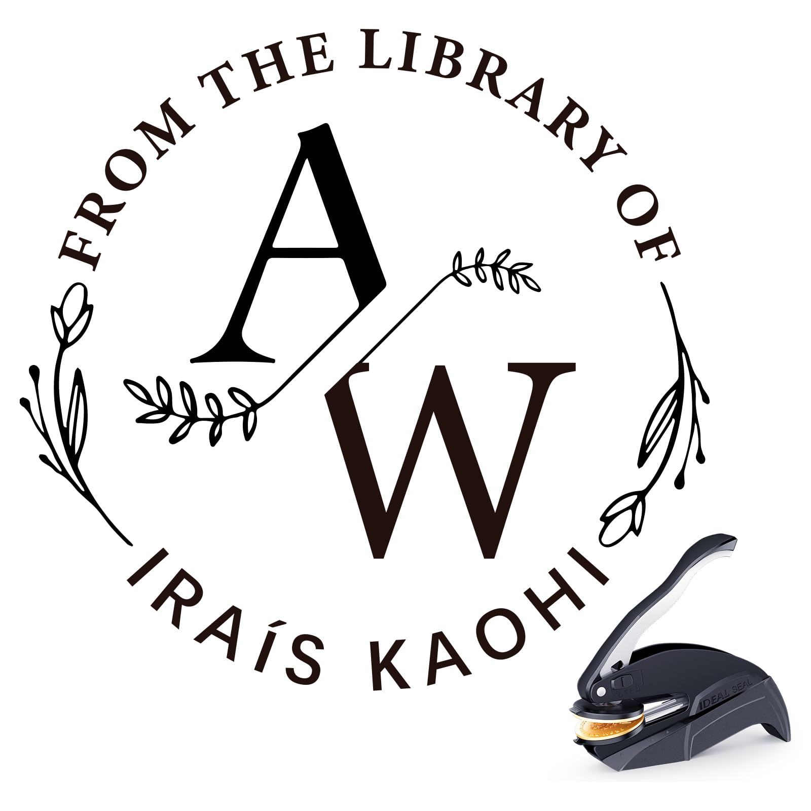 Personalized Book Embosser - Custom Ex Libris Stamp for Bookplates, Library & Home Collections, Embossing Tool Gifts for Book Lovers, Readers (Letter-