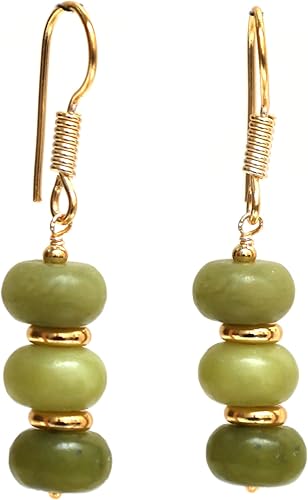 Miniatura 40 de Gempires - Aretes ligeros con cuentas hechas a mano, hipoalergénicos, chapados en oro, aretes colgantes para mujer Yaxaite