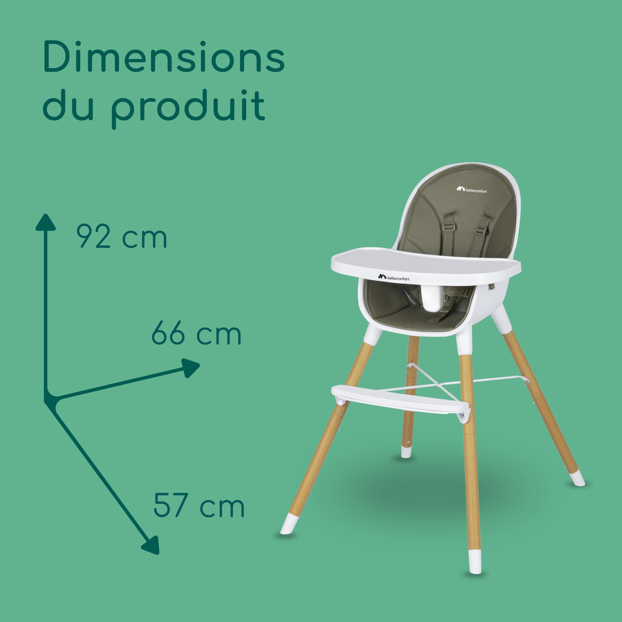 Bebeconfort Avista Chaise Haute 2 En 1, De 6 Mois à 6 Ans Environ, Jusqu'à 30 Kg, Chaise Haute Bébé Évolutive En Petite Chaise Enfant, Mineral Green