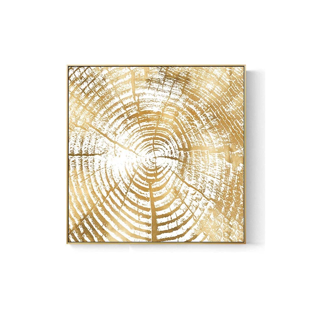 Peinture abstraite anneaux d'or décoration murale salon luxe moderne