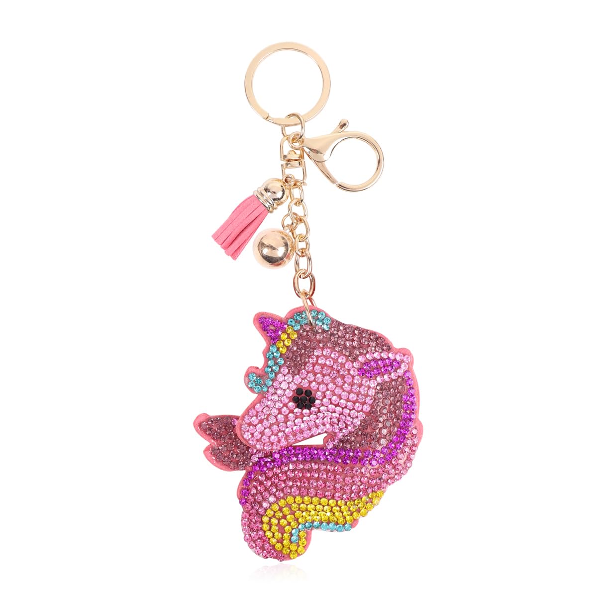 RIAH FASHION Cute Keychain Bag Charm Key Ring - Purse Pendant Tassel Fruits, Animals, College Team, Wristlet Strap Lanyard