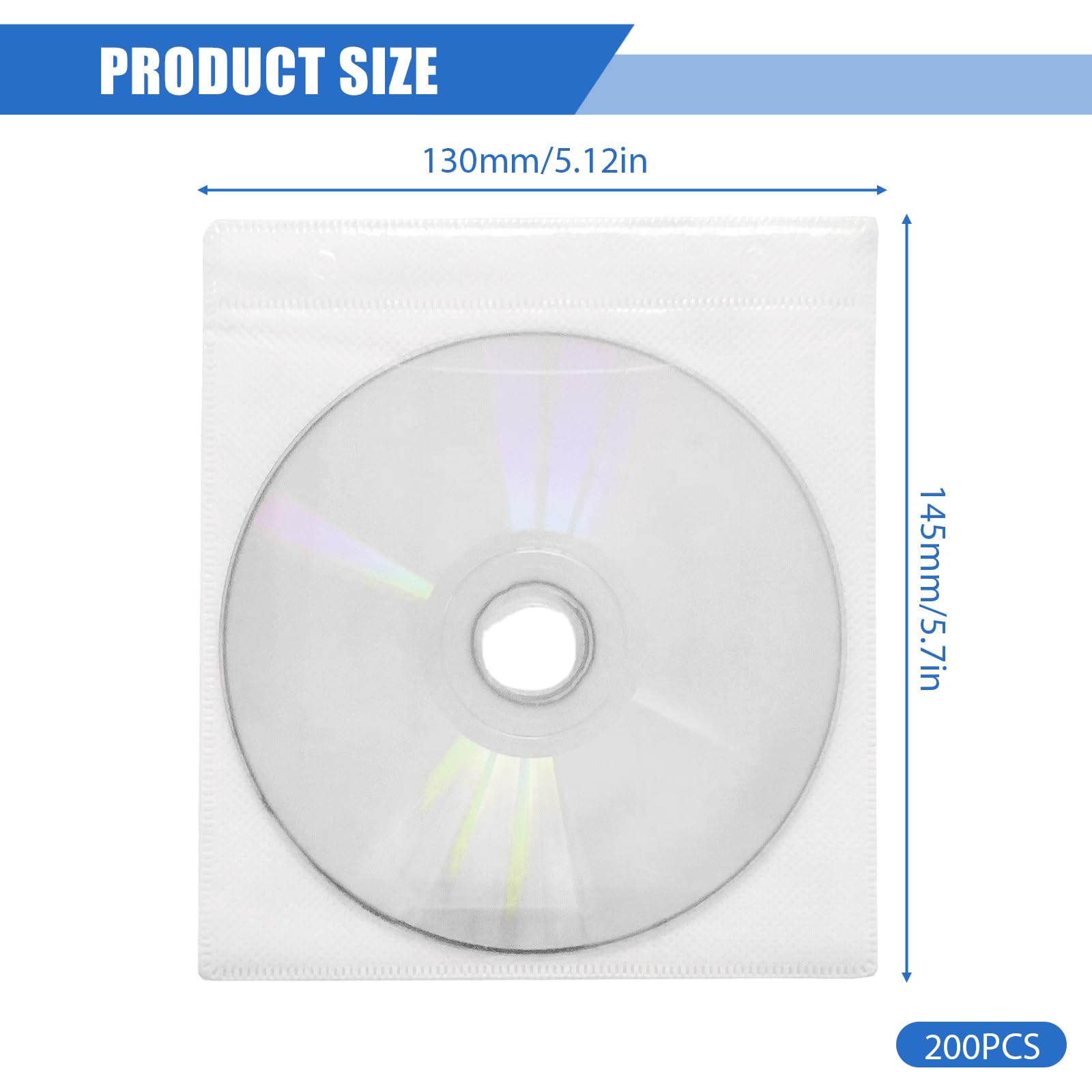 200 pezzi CD-DVD, custodie in plastica per DVD/CD, custodia standard a doppia faccia in plastica per CD, cartelle di archiviazione CD e DVD per conservare dischi spazi vuoti BD, (bianco)