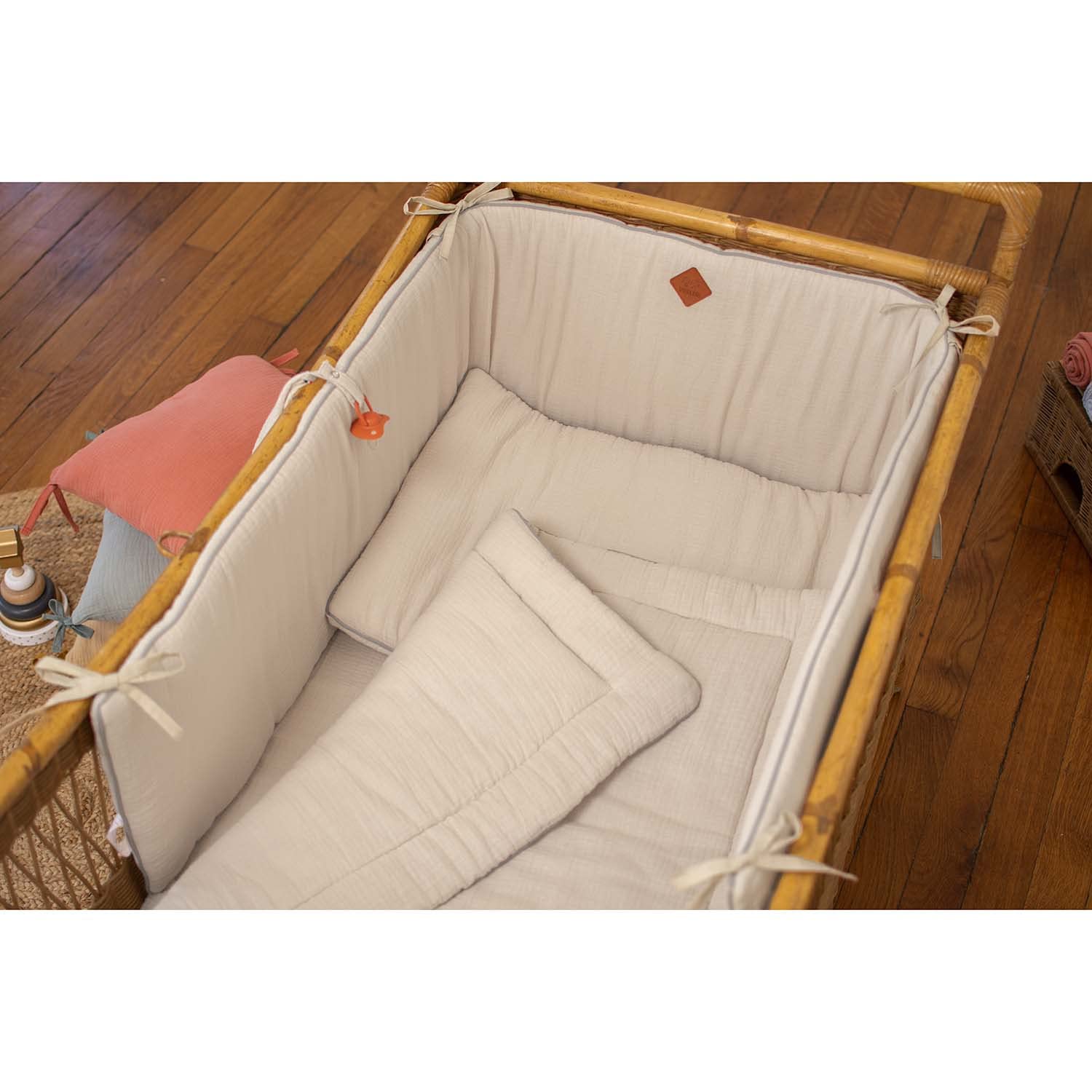 Sevira Kids – Almohada plana de gasa de algodón, Jeanne Made in France