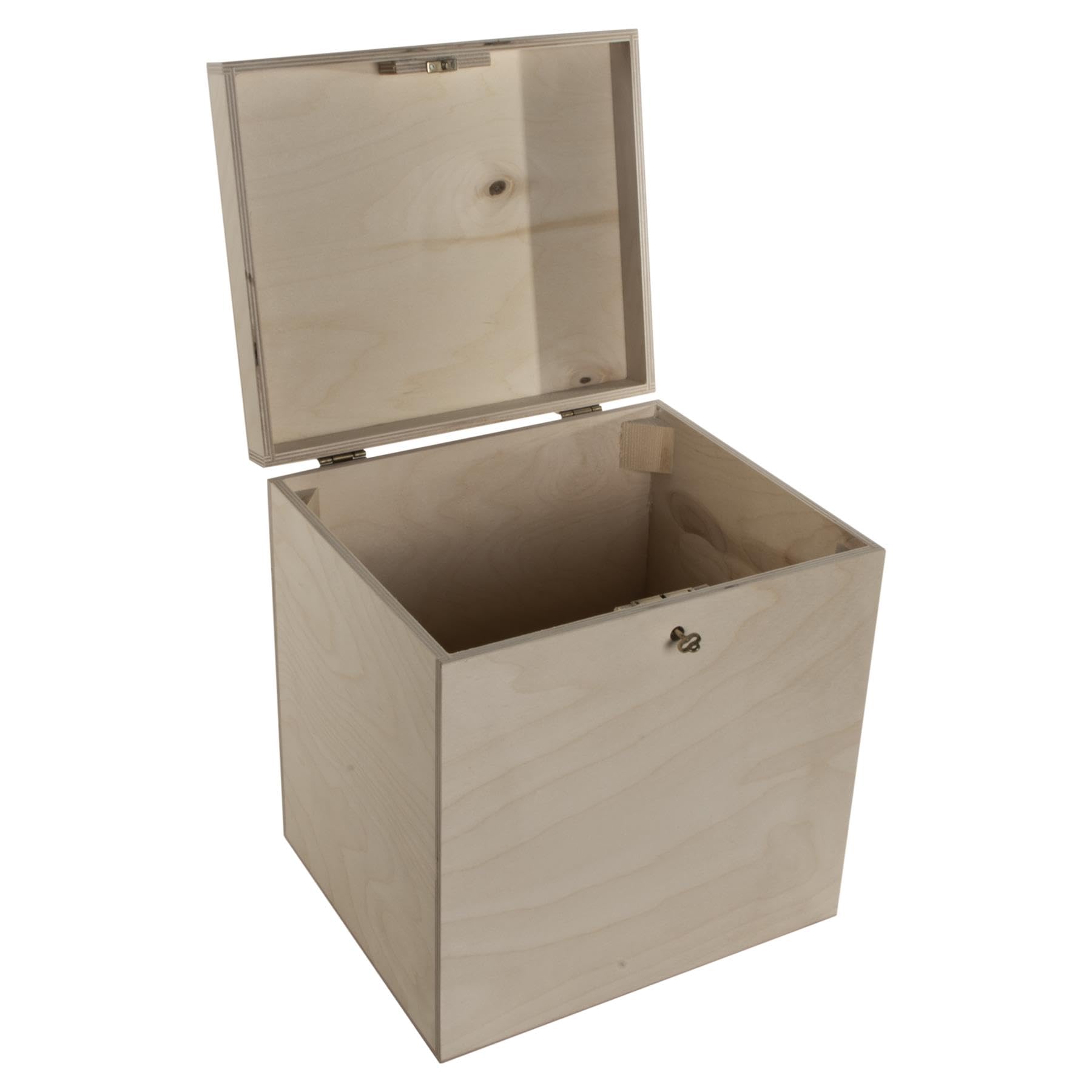 Woodeedoo Natural Large Deep Lockable Wooden Storage Chest With Hinged Lid – 29 X 25 X 30 Cm – Tall Box For Secure Keepsakes Crafts Or Home Organisation Projects
