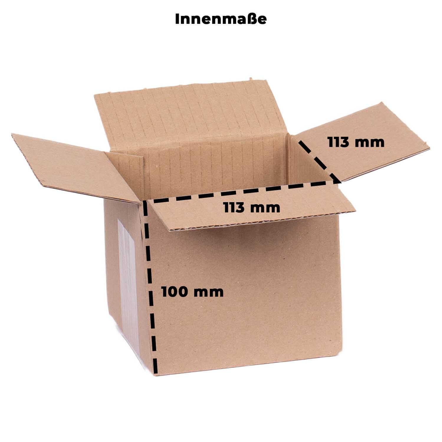 smiley pack 300 Stück Faltkartons 113 x 113 x 100 mm braun | Versandkarton aus Wellpappe 1 wellig – Verpackungskarton – Pappkarton – Versandbox für Paket & Päckchen