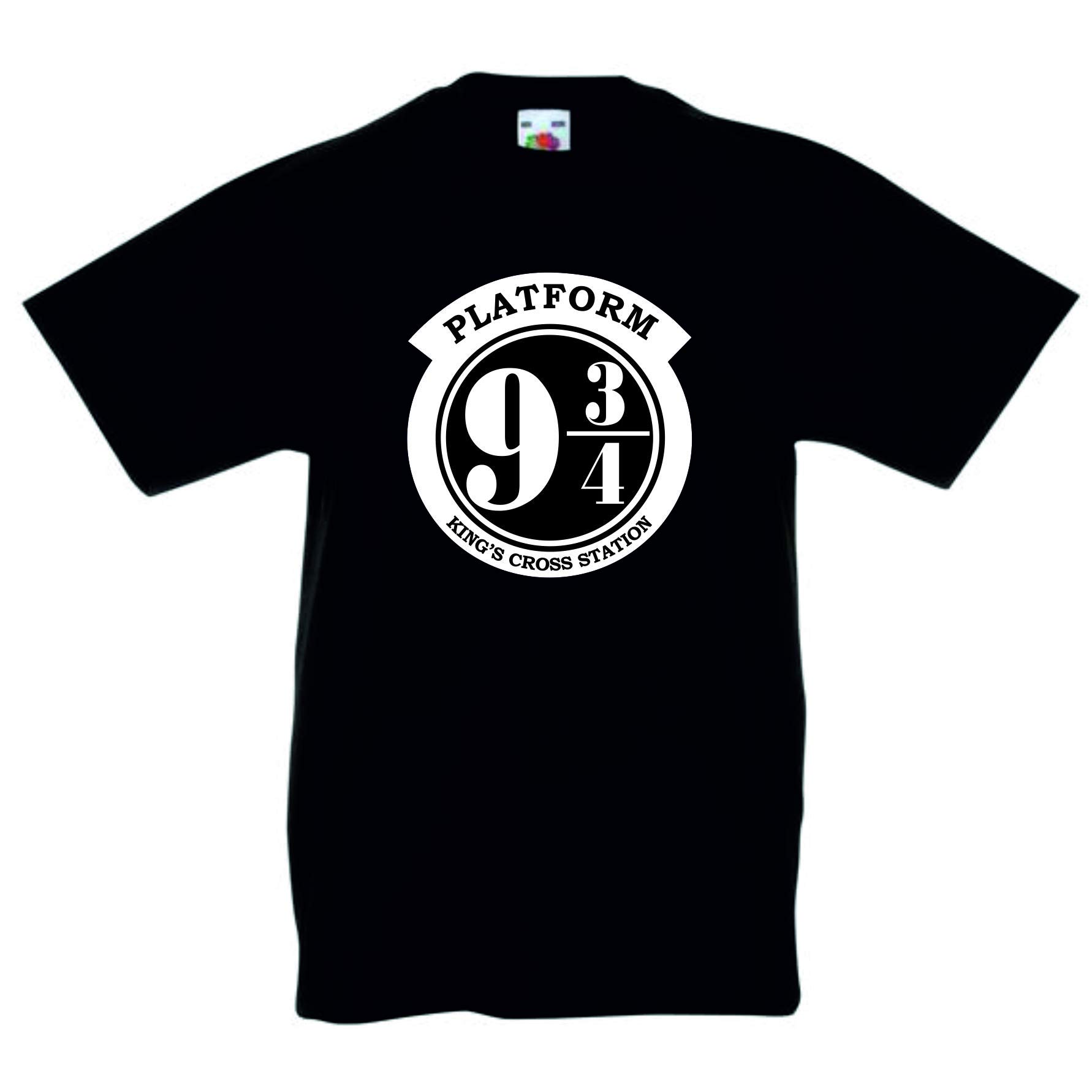 Print My Tee Boys Black Platform 9 3/4 T Shirt King's Cross Station Harry Potter Fan Birthday Gift For Or Girls Tshirt Age 2-3 To Age 12-13 (Age 9-11, )