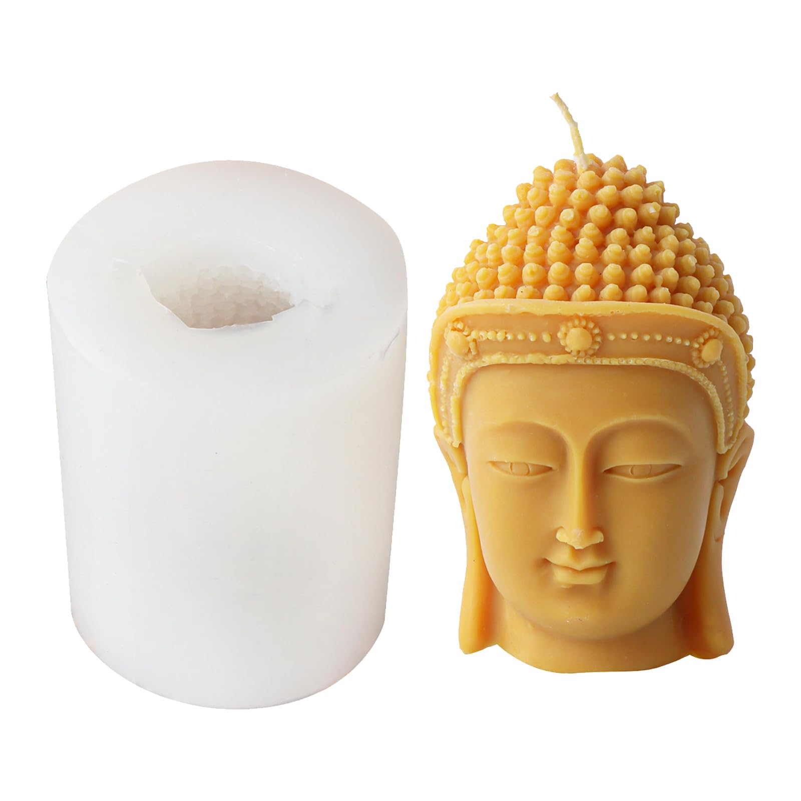 NEWFT Flexible Decoration Crafts Abstract Buddhas Head Statue Craft Mold for Candle and Soap