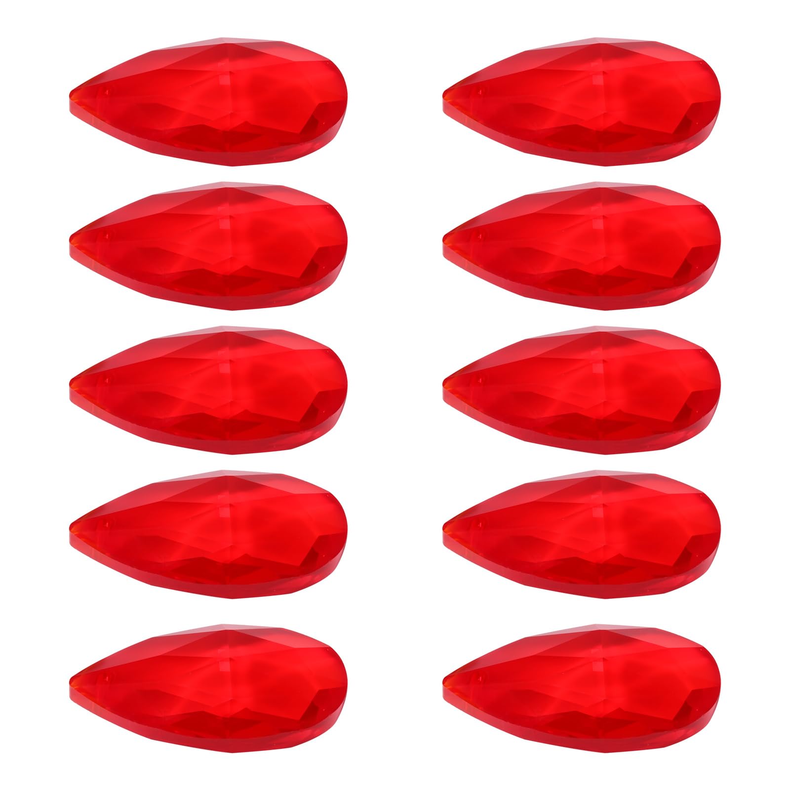 YOKIVE 10 Pcs K9 Crystal Pendants Teardrop Beads, Crystals Prisms Charms Hanging Dangle with Hole Great for Windows Lamp Decorations (Red, 1.5 Inch)