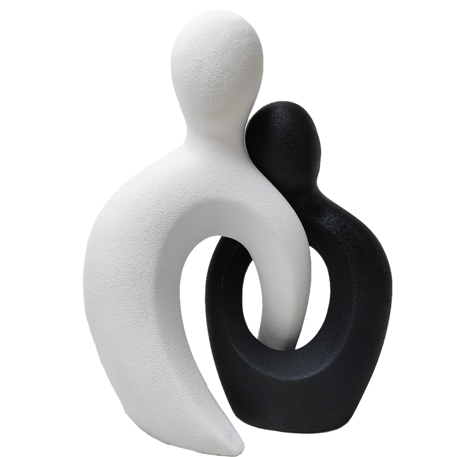PIGPIGFLY Couple Hugging Statue, Decorative Figures,Living Room,Home Store Decoration,Modern Abstract Art Sculptures Decoration,Office Decorations,Polyresin,Gift(White+Black)