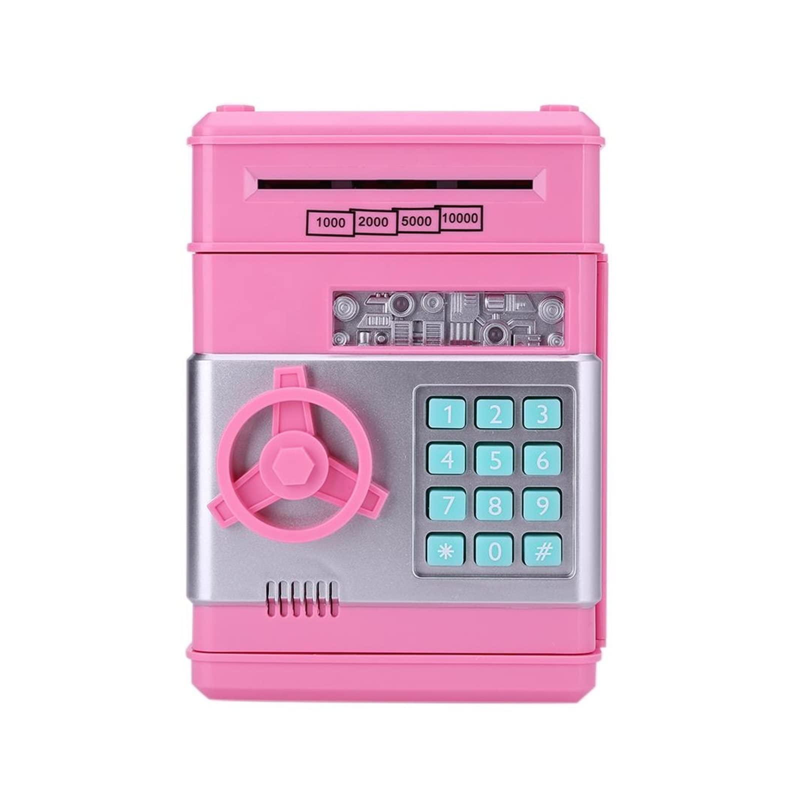 CVFRDD Security Safe Box Electronic Piggy Bank Safe Box, Money Boxes For Children ATM Password Cash Coin Saving Machine Kid Xmas Gifts(Roze)