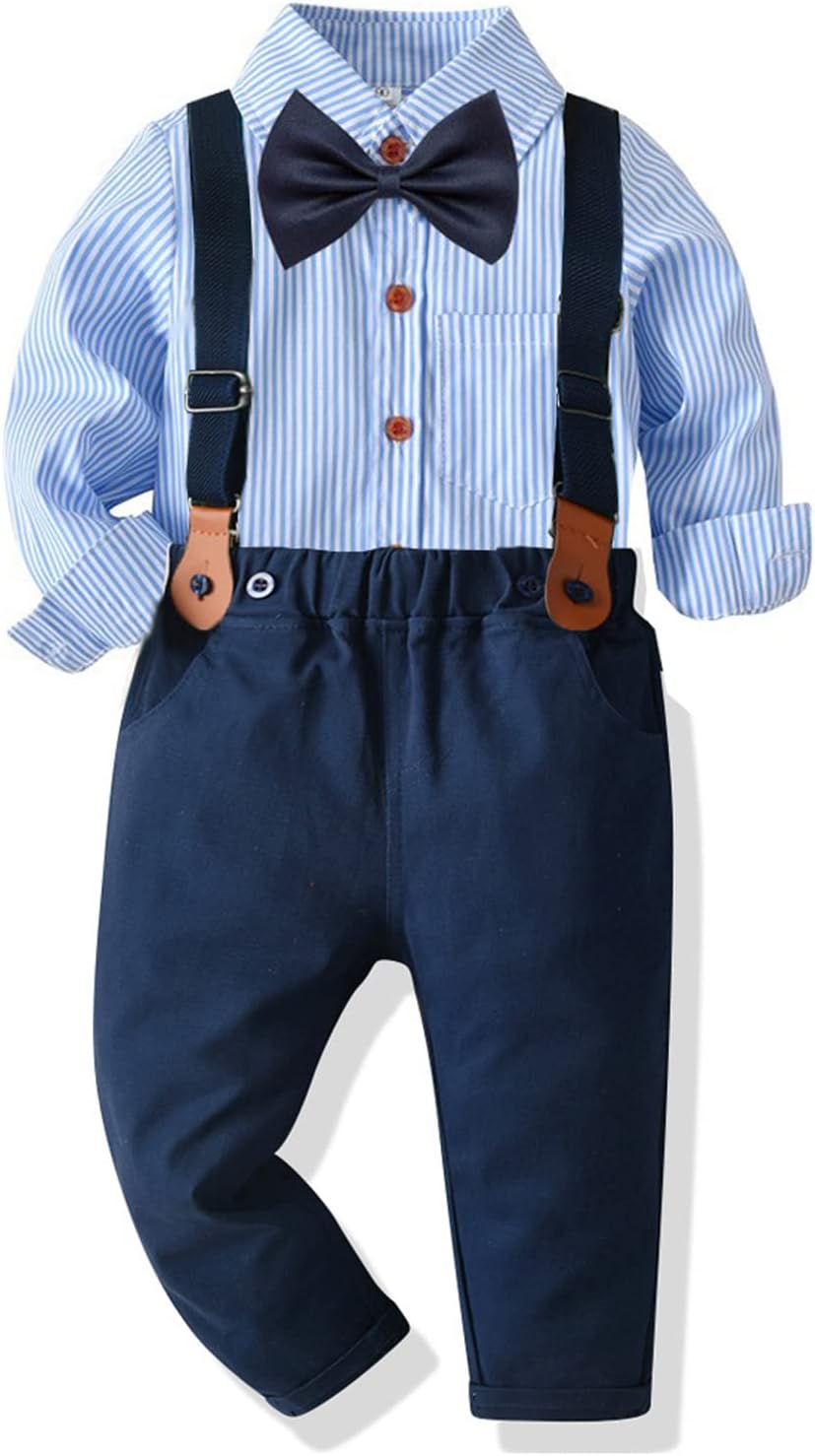 Yokald Peuter Jurk Pak Baby Jongens Kleding Sets Bowtie Shirts Bretels