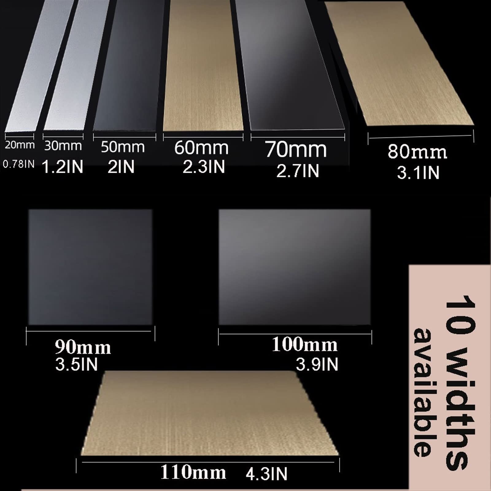 Moldura de Zócalo de Pared Autoadhesiva Flexible de 32 Pies Moldura Metalizada para Pared Y Piso Zócalos Curvos para Paredes Acabado Tipo Espejo