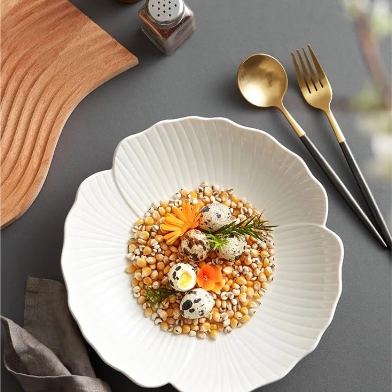 Platos Llanos Platos de sopa profundizan el sentido de la creatividad Vajilla blanca Cerámica Ensaladeras. Platos de Ensalada(M)