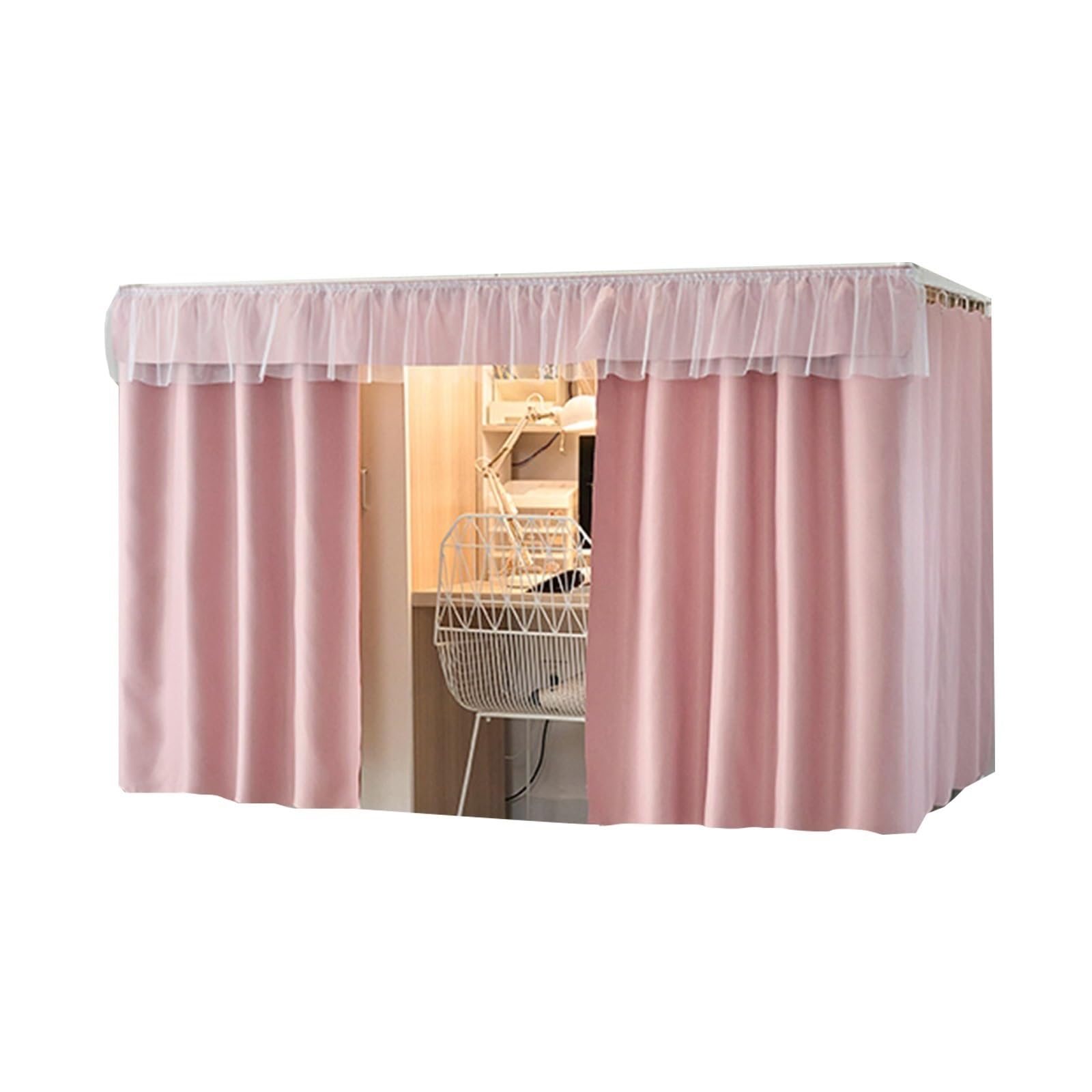 LVYUDS Decorative Bunk Bed Tent 3-Layer Fabric Bunk Bed Curtains Universal Blackout Loft Bed Curtains Mosquito-Proof Dust-Proof Washable(Curtain*3+top,1.2M_PINK A)