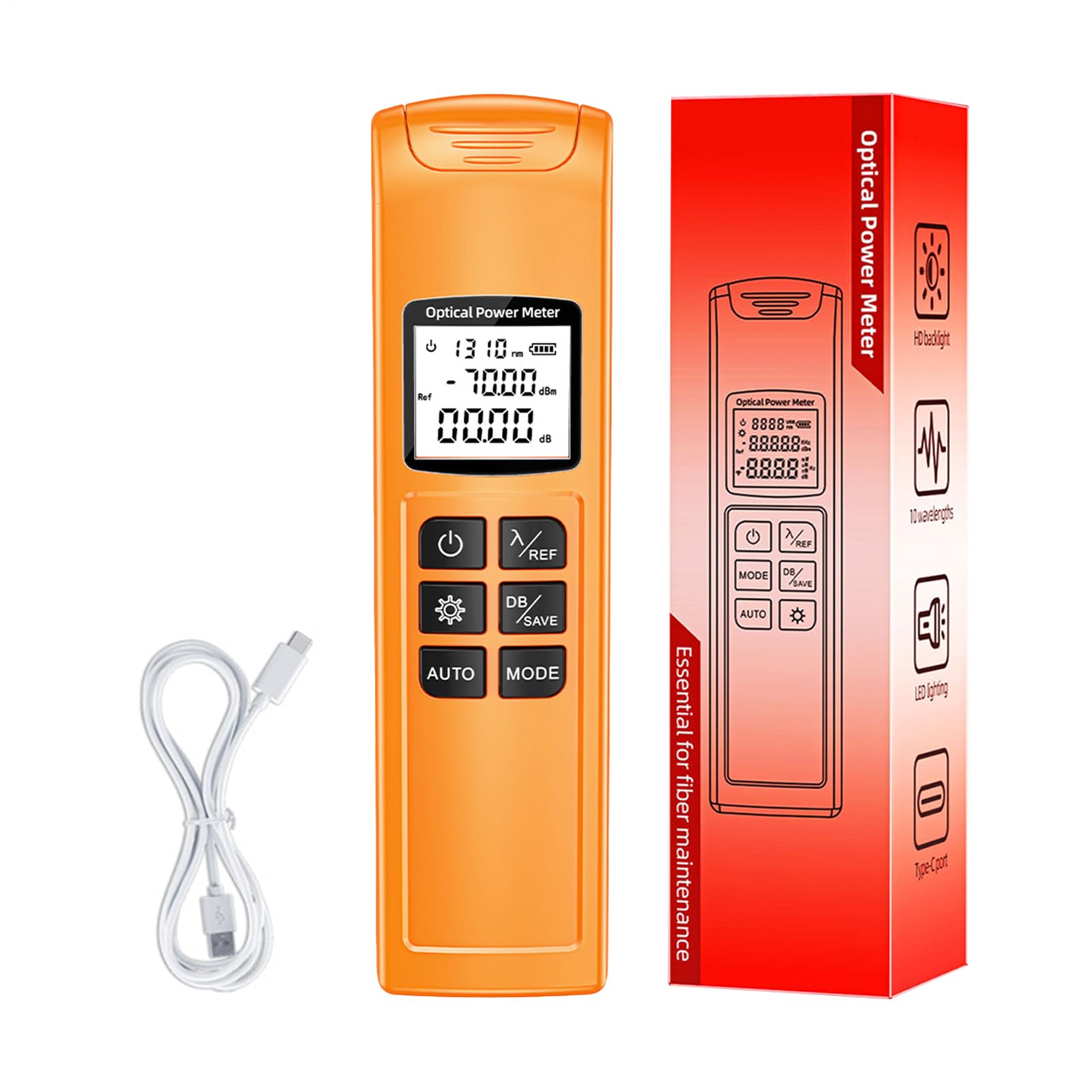 Fibre Optique Testeur | Outils Réseau Rechargeables avec Lumière LED | Mesureur de puissance réseau fibre optique - pour Interfaces SC FC ST, Techniciens FTTH, CATV, Centres de Données