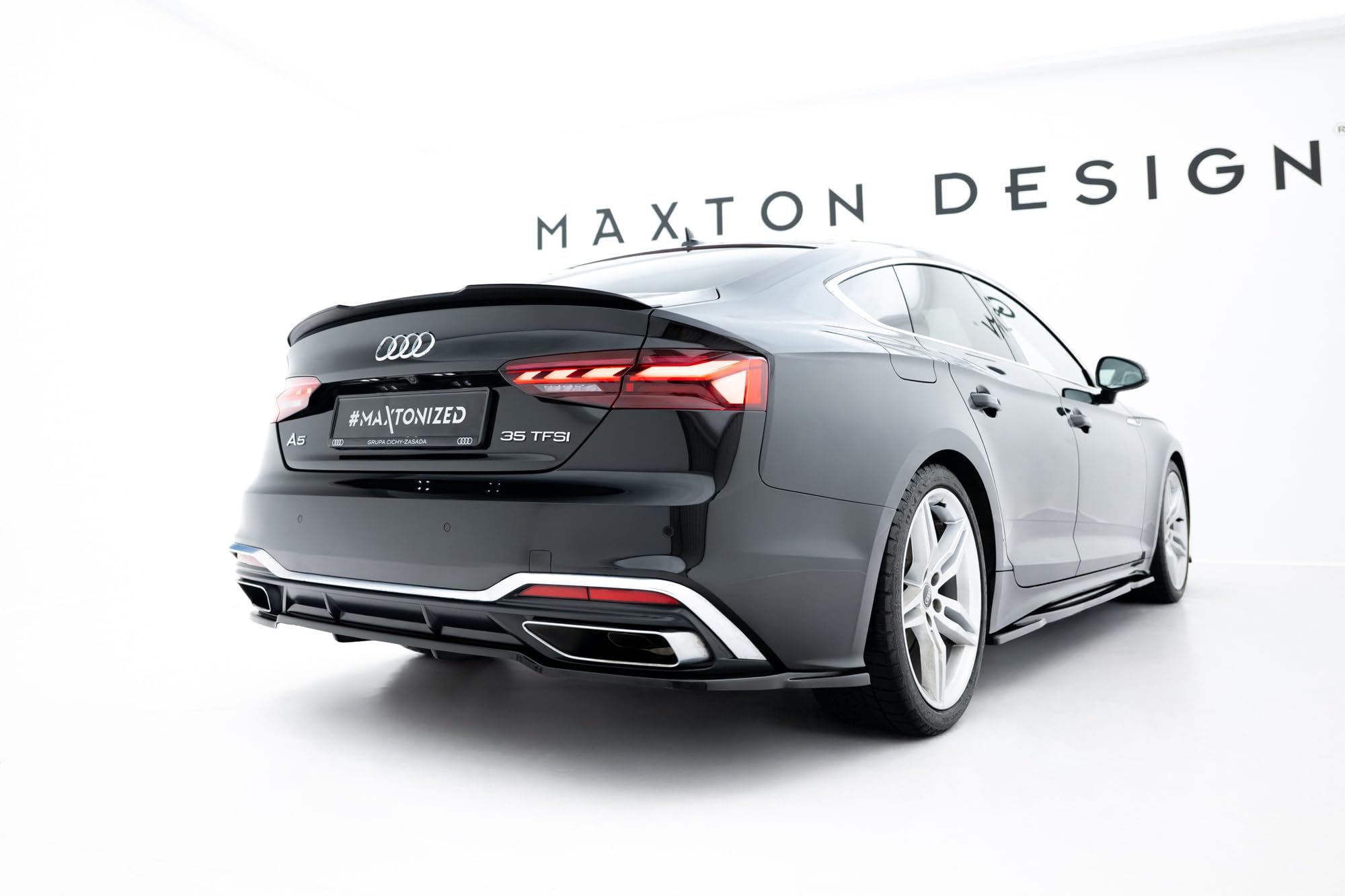 Maxton Design Spoiler Flügelverlängerung Glanz Schwarz ABS kompatibel mit Audi A5 S-Line F5 Sportback (2016-)