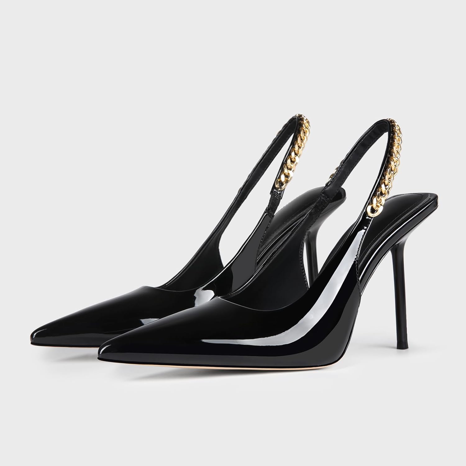 Women's Elegant Nude Patent Leather Open-Back High Heel Sandals With 4-Inch Stiletto Heel And Pointed Toe Design‌Pointed Toe Stiletto Heels Dress Pumps Prom Heels Dress Shoes - Image 3