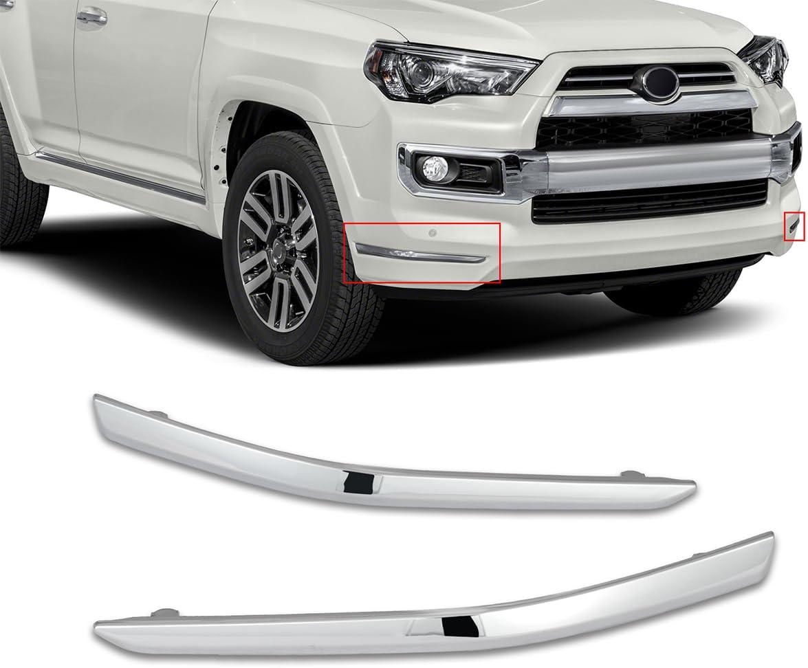 KARPAL Pair Front Bumper Chrome Trim Molding Left & Right Fit for 2014-2023 Toyota 4Runner Limited 5271235010+5271335010