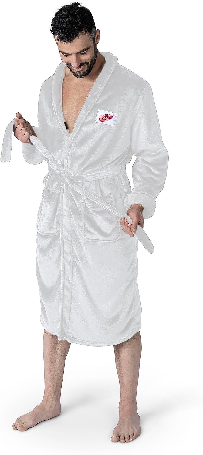 NORTHWEST NHL White Out Silk Touch Robe with Logo, Comfortable Lounge Wear for Men and Women