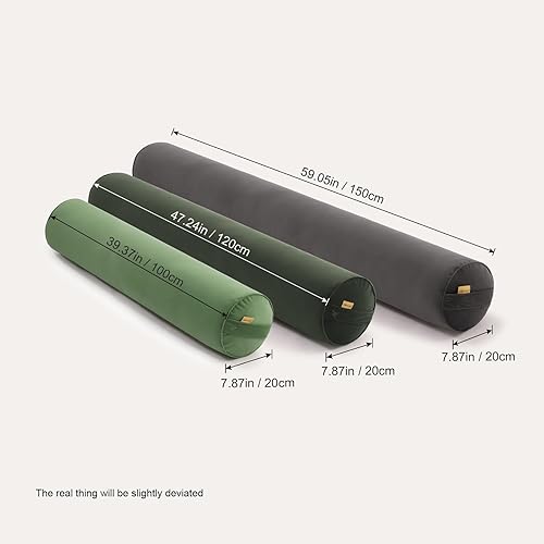 Miniatura 3 de Almohada larga para cama  Almohada redonda para adultos, almohada corporal para dormir, soporte ergonómico, 39.37 x 7.87 pulgadas, gris acero