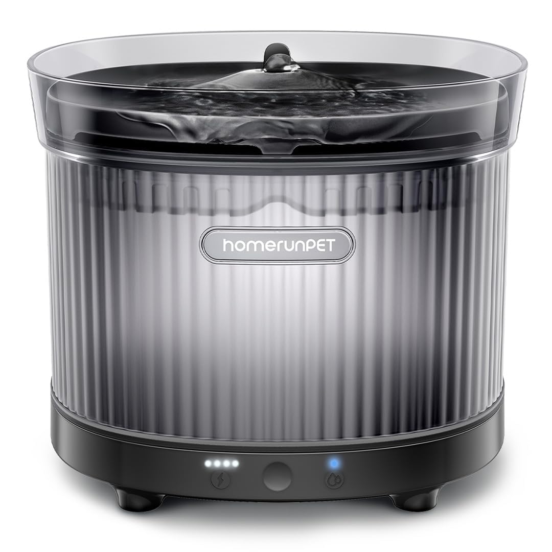 HomeRunPet Fontanella per Gatti Senza Fili con Sensore di Movimento, Silenziosa Fontana per Gatti a Batteria da 7800mAh, Senza BPA, Installazione Rapida e Pulizia Facile, Filtri Inclusi, 2L