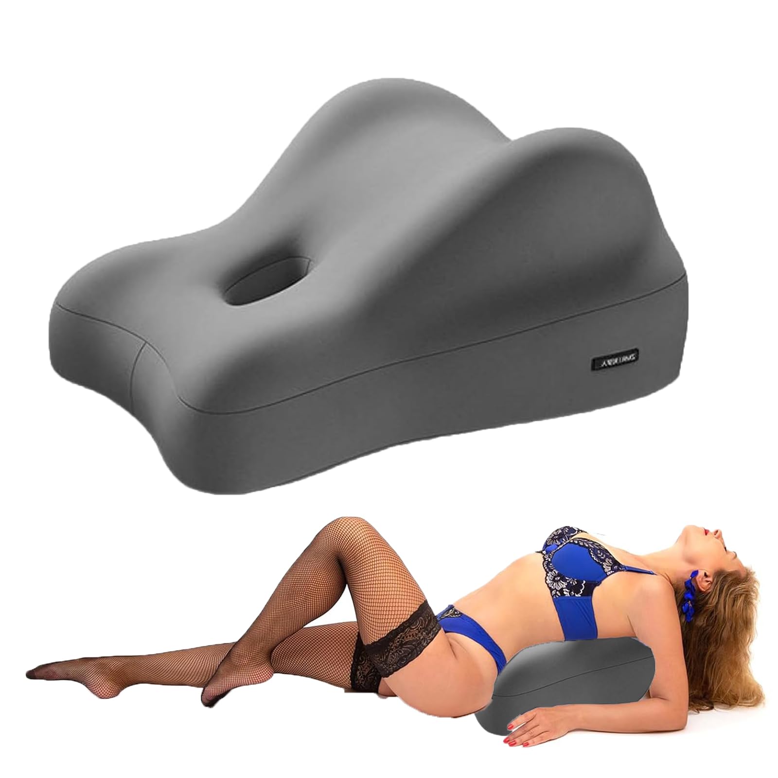 REGAPOG Oreiller Sexuel，Sex Oreiller，Coussin Sexuel Couple，Coussin Sexes Couple Plaisir, Support Lombaire & G‑Spot, IdéAl pour Jeux éRotiques en Duo (Gris)