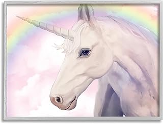 Stupell Industries Detailed Unicorn Horse Horn Shining Rainbow Clouds, Design by Ziwei Li