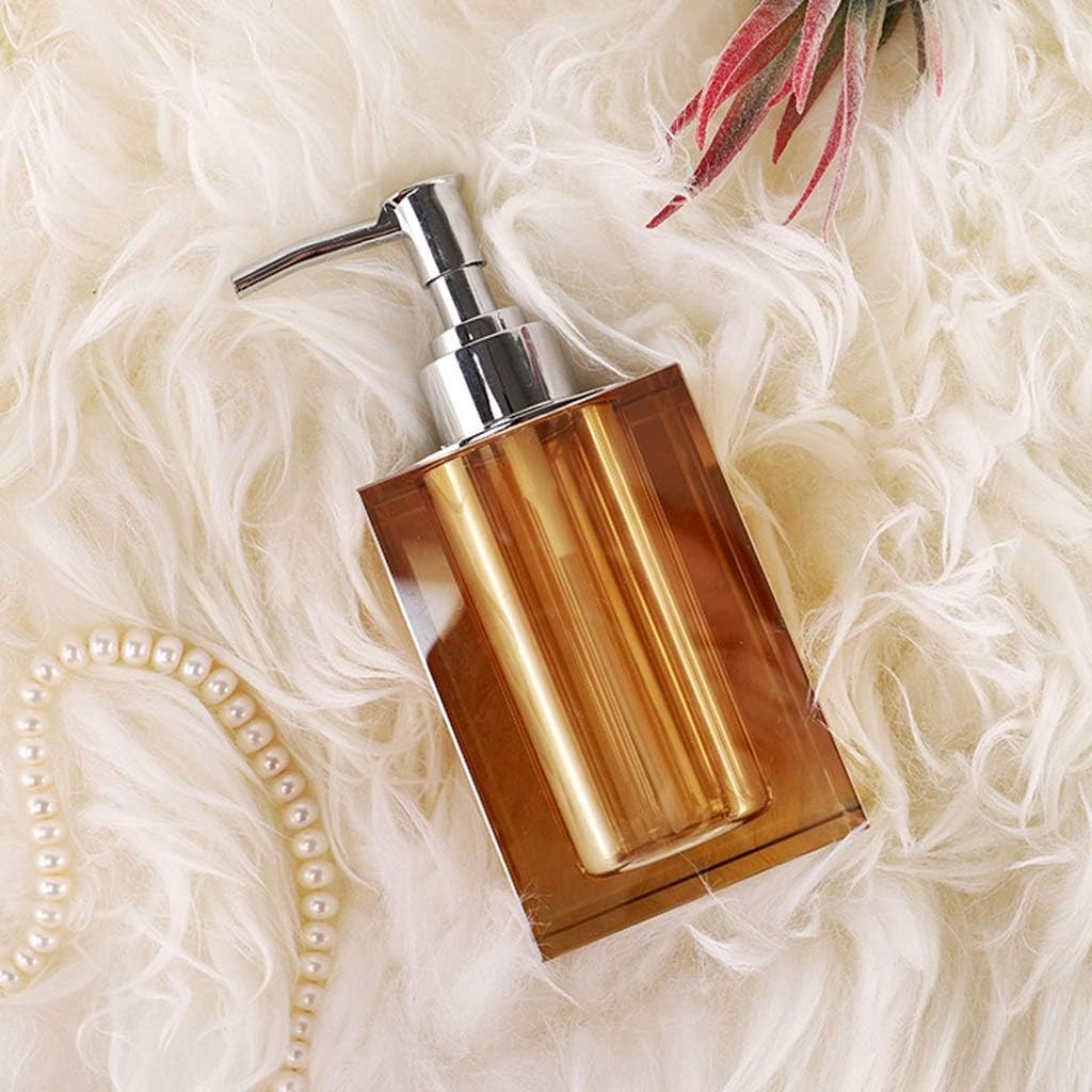 Shower Dispensers High-End Luxury Brown Crystal Soap Liquid Bottle Bathroom Press Bottle Sub-Bottle Shampoo Cosmetic Bottle Bath Bottle 230Ml Lotion D