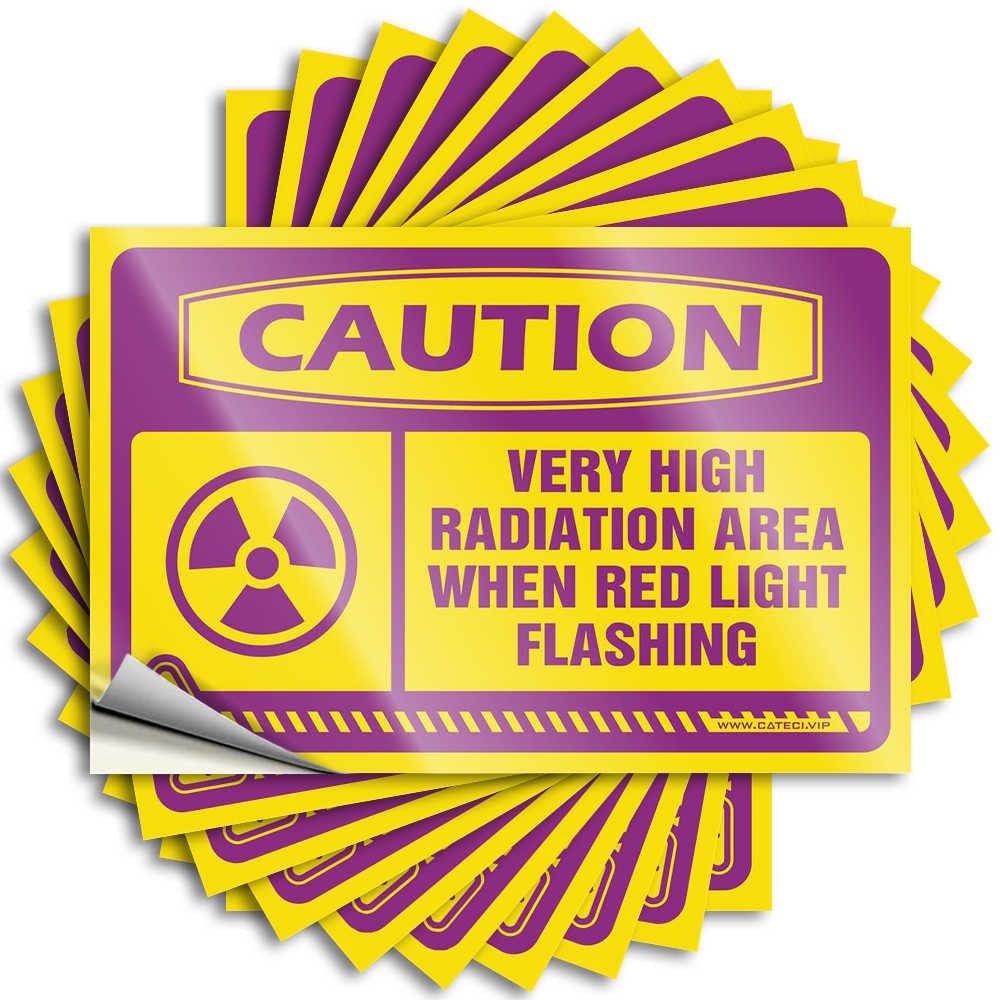 Saying Birthday Durable Vinyl - Caution Very High Radiation Area When Red Light Flashing Door for Western Use(12X18CM)